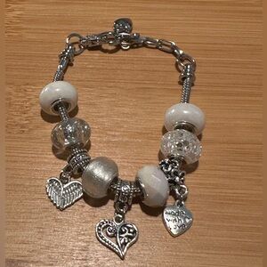 European Style Charm Bracelet White 6 inch to 7.5 inch Wrist